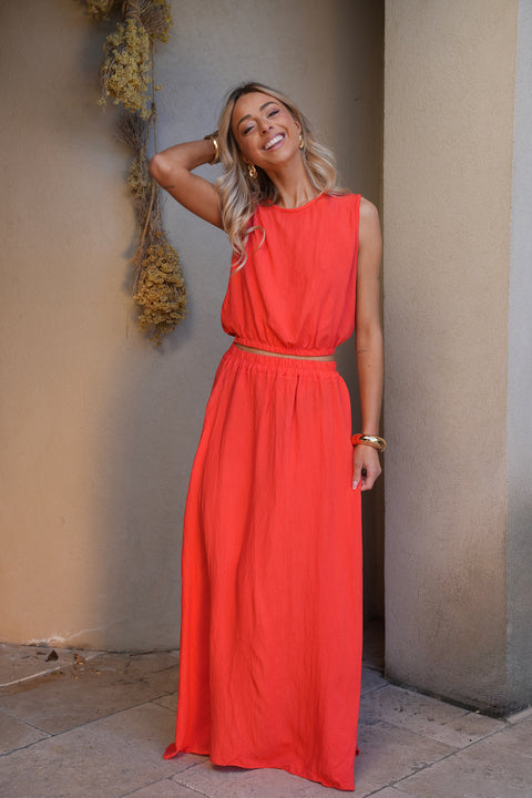 Elize corail - Ensemble jupe/top