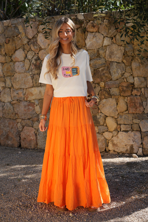 Chloé orange - Jupe longue