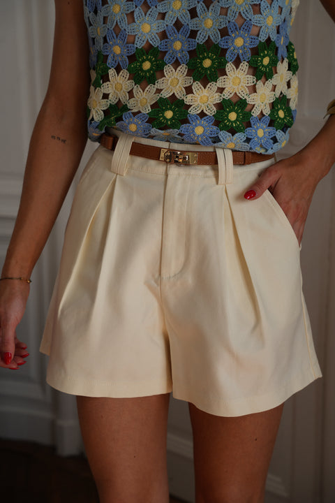 Nils crème - Short taille haute