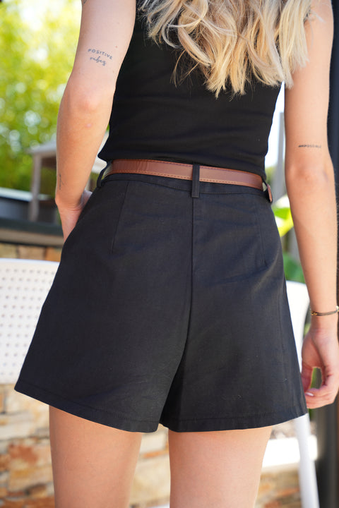 Nils noir - Short taille haute