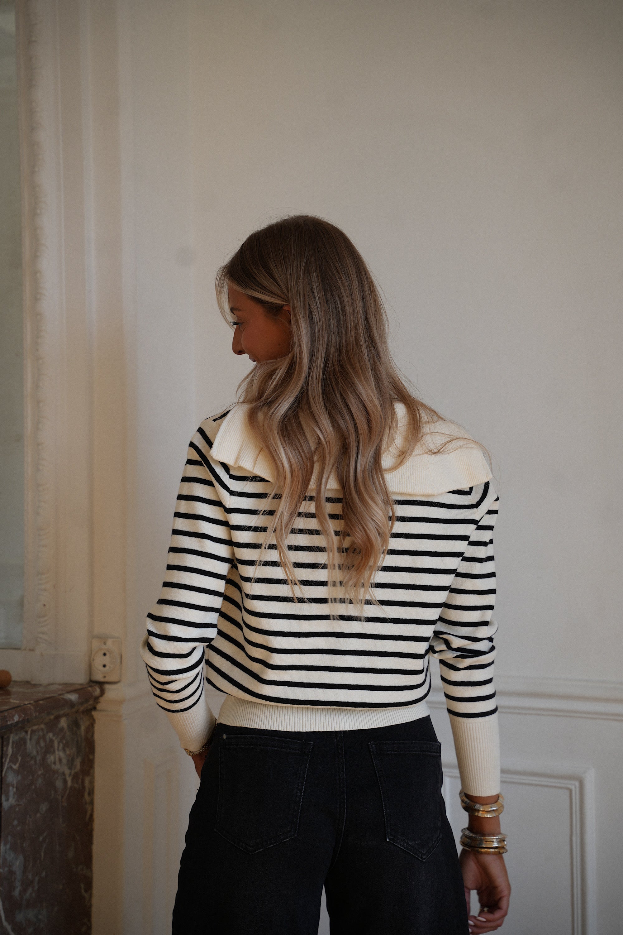 Telma écru - Gilet rayé