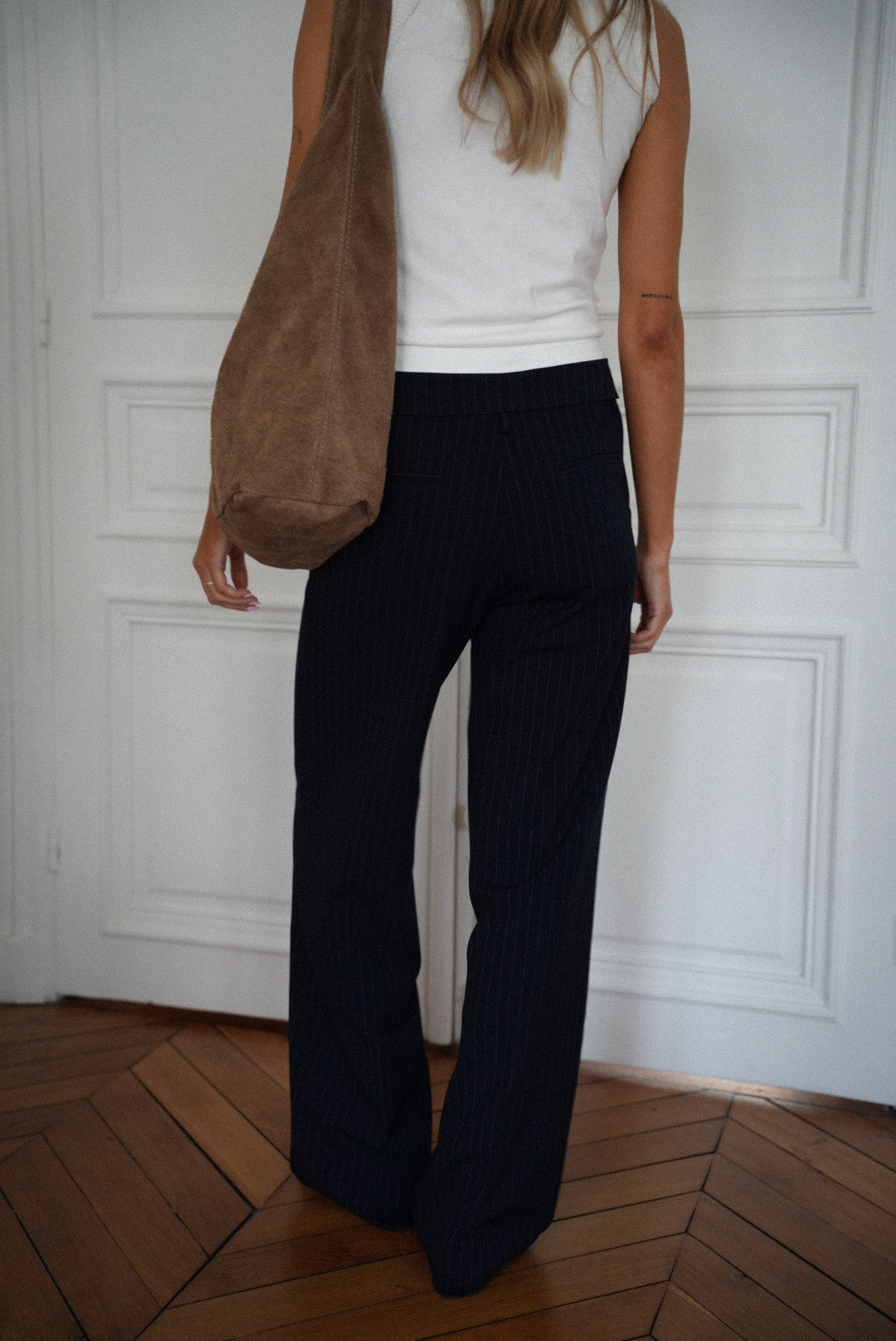 Honoryne marine - Pantalon rayé