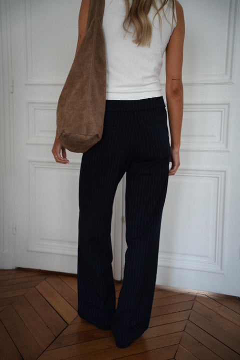 Honoryne marine - Pantalon rayé