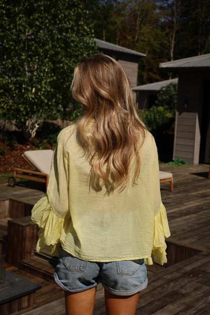 Roman jaune - Blouse volantée