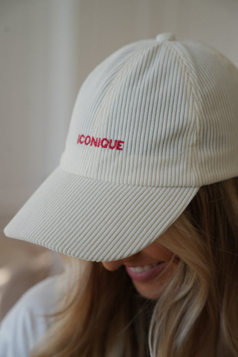 Iconique crème/rouge - Casquette velours