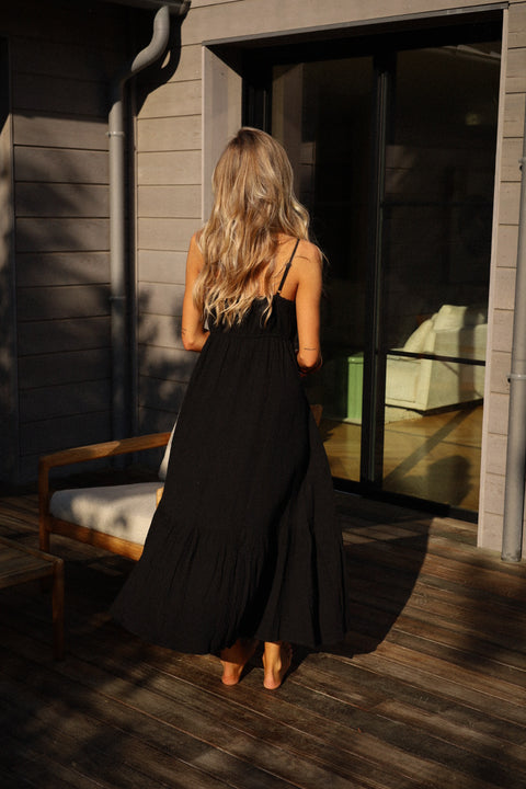 Ana noire - Robe gaze de coton