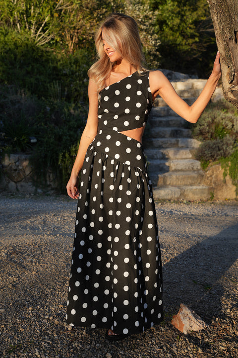 Émeline noir/blanc - Robe à pois