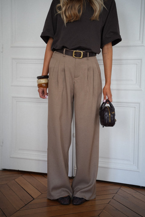 Achille taupe - Pantalon droit