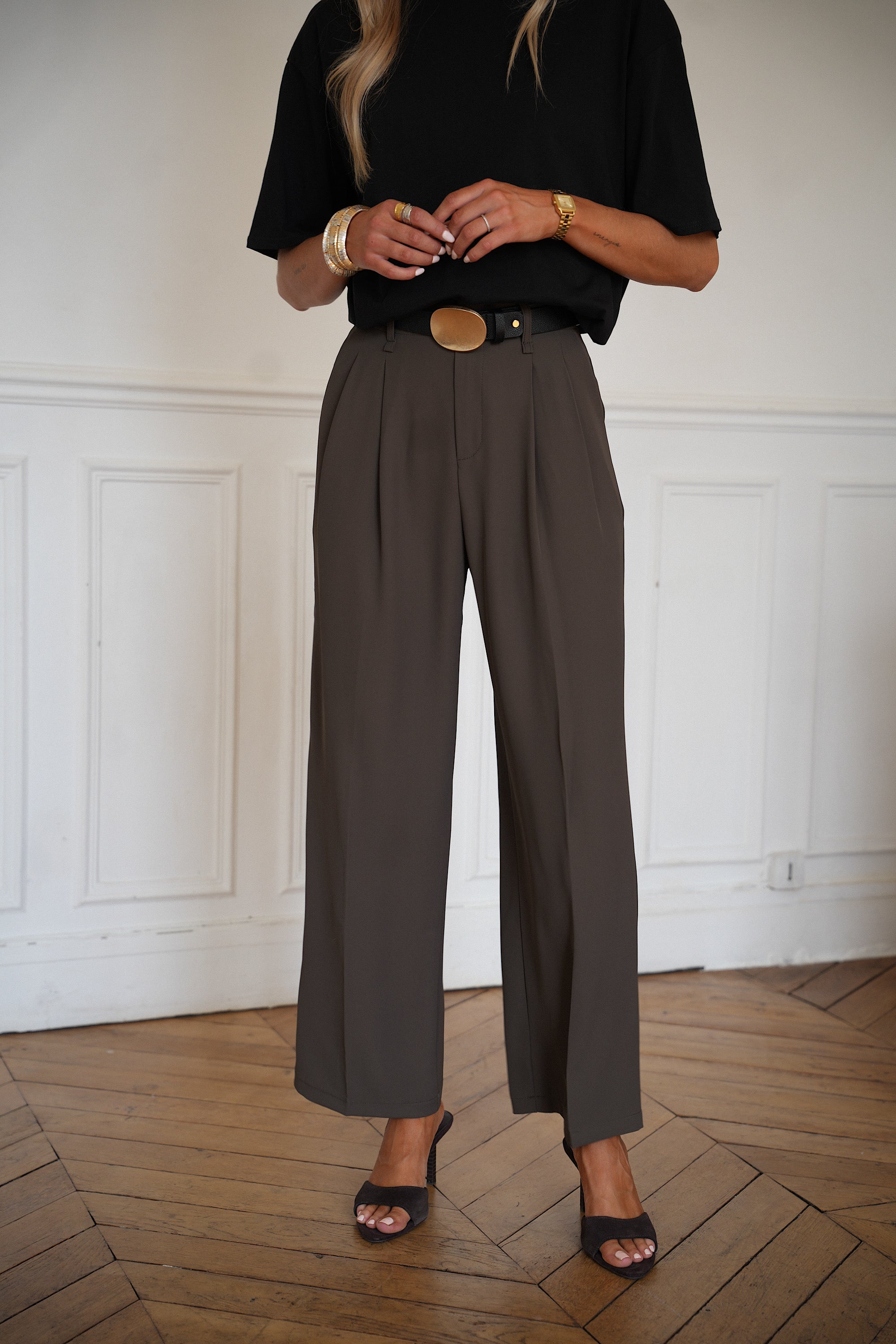 Salomé chocolat - Pantalon fluide