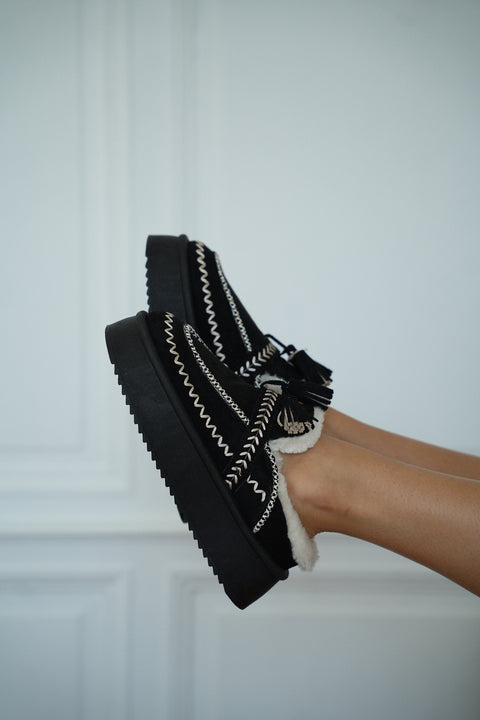 Meissa noires - Mules fourrées
