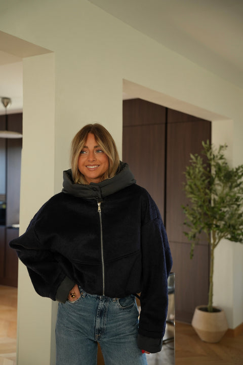 Selina marine - Manteau à capuche
