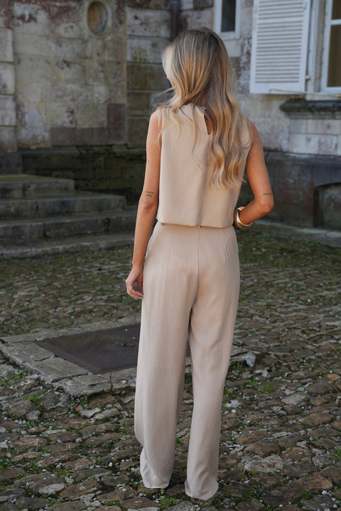 Amanda taupe - Top boutonné