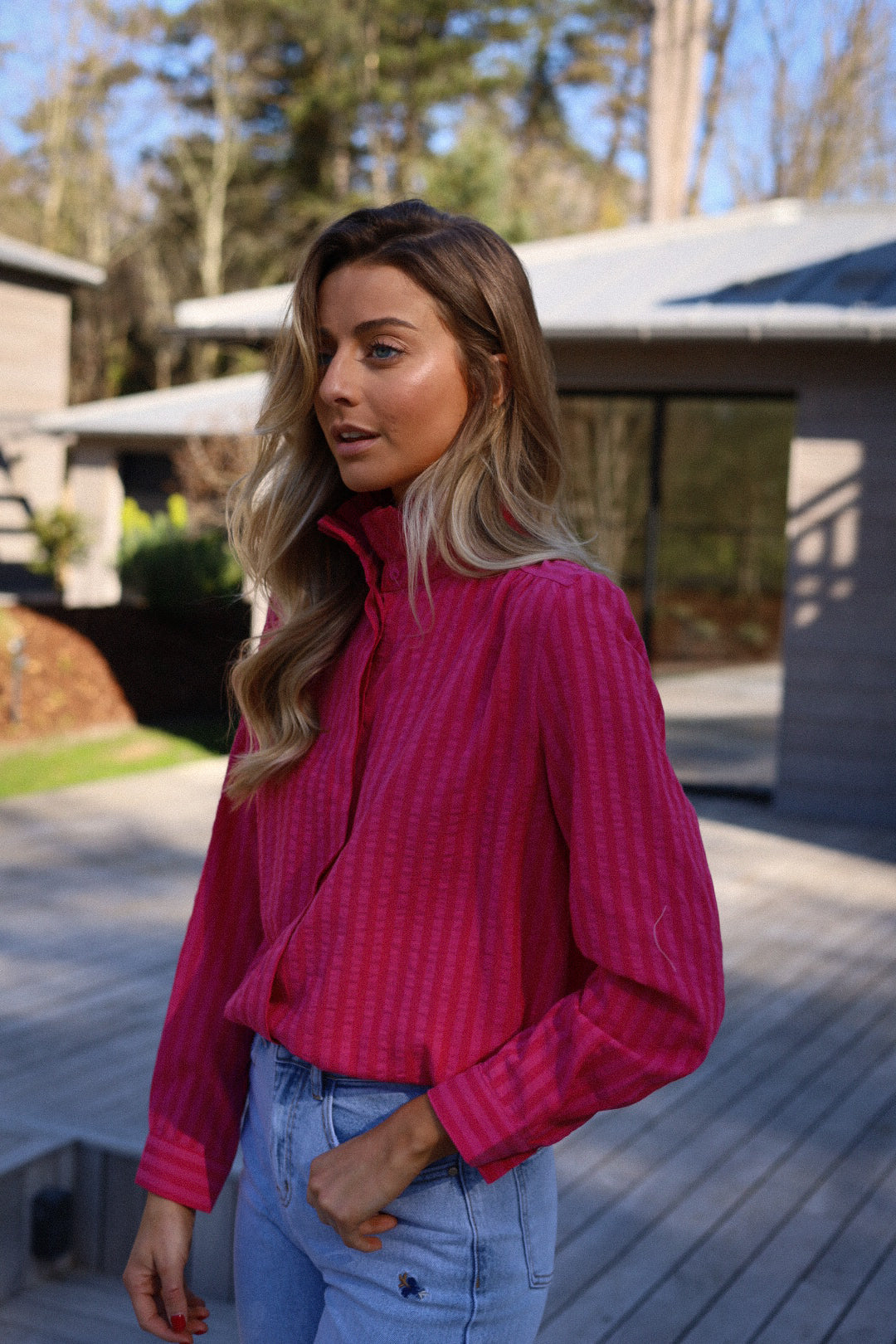 Priscilla rose - Blouse rayée