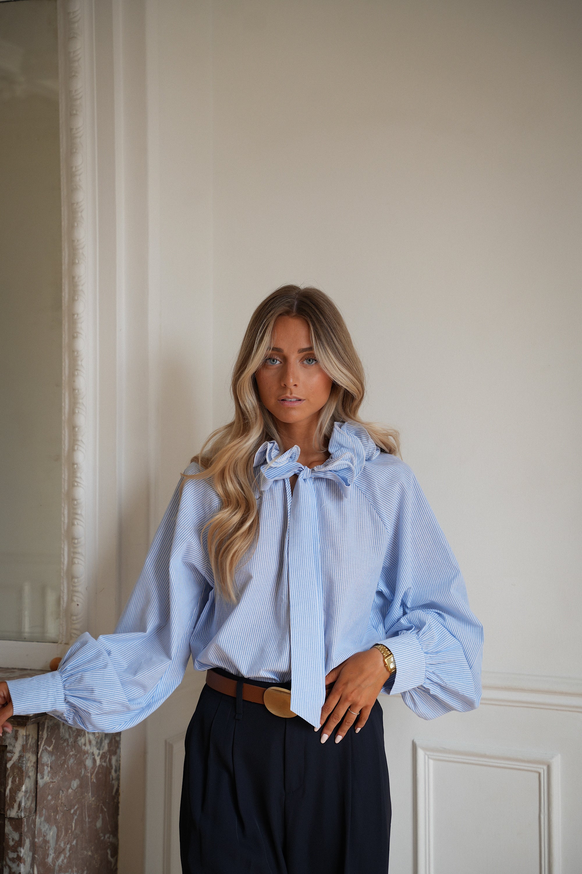 Paola bleue - Blouse rayée