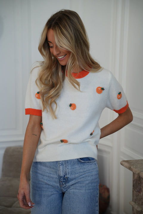 Maé blanc - Pull oranges