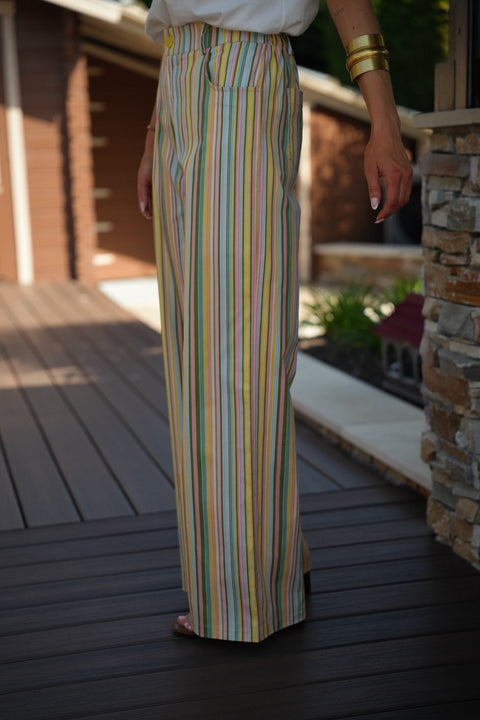 Menssia coloré - Pantalon rayé