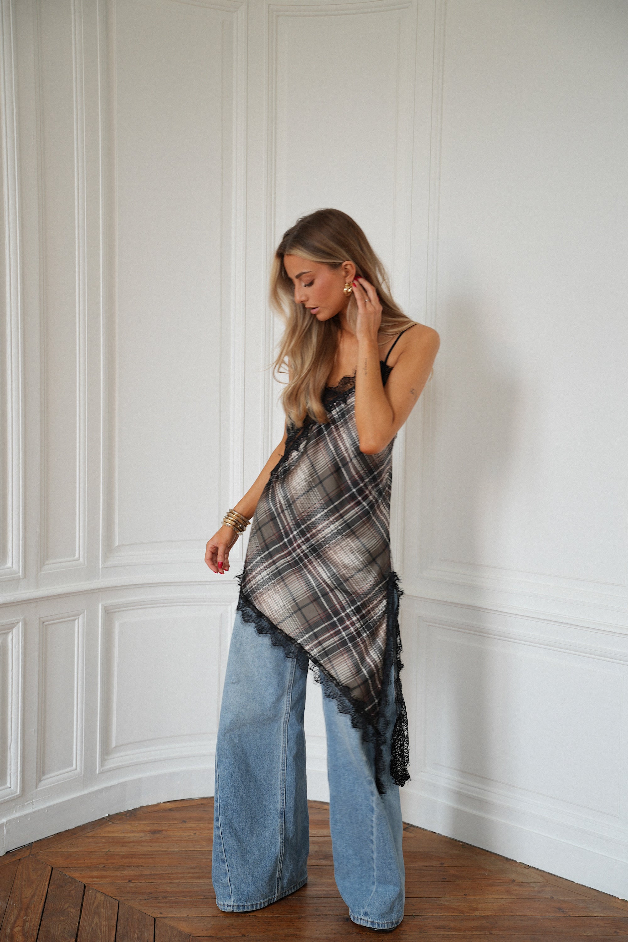 Lidia beige - Top asymétrique long