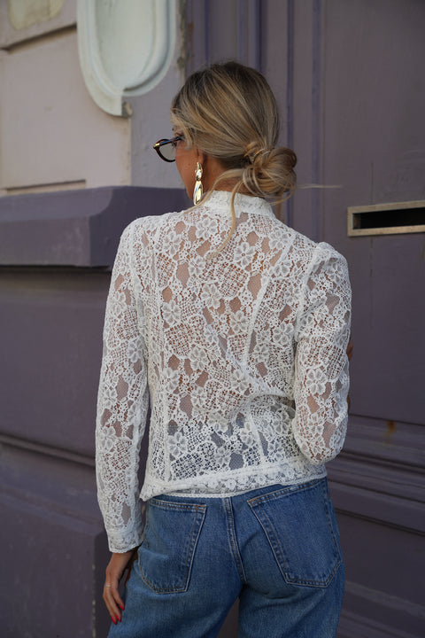 Jamie blanche - Blouse brodée