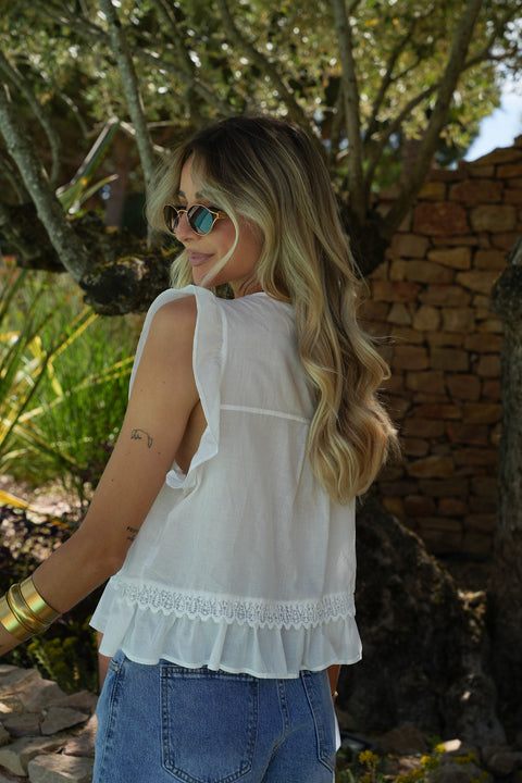 Ayem blanche - Blouse brodée
