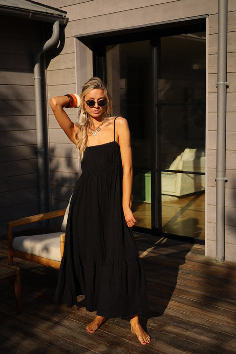 Ana noire - Robe gaze de coton