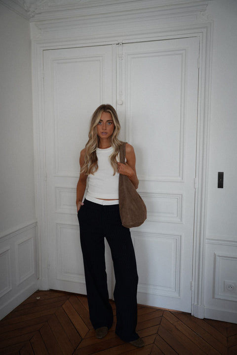 Honoryne marine - Pantalon rayé