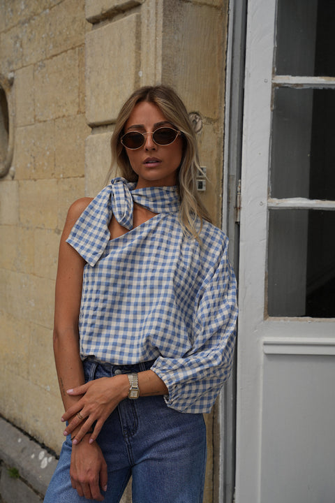 Pearl bleue - Blouse vichy