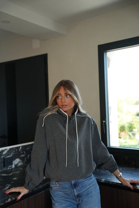 Roman gris - Sweat-shirt zippé