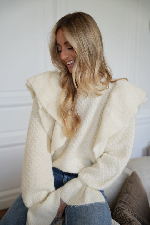 Cintia beige - Pull volanté