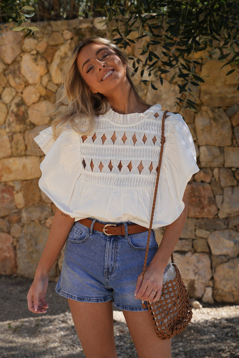 Molli blanche - Blouse ajourée