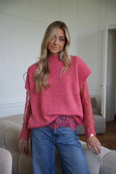 Setta corail - Pull dentelle