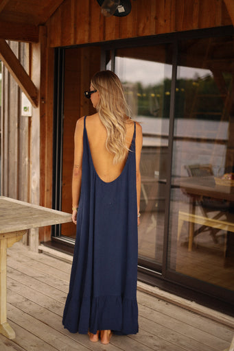 Alissia marine - Robe gaze de coton