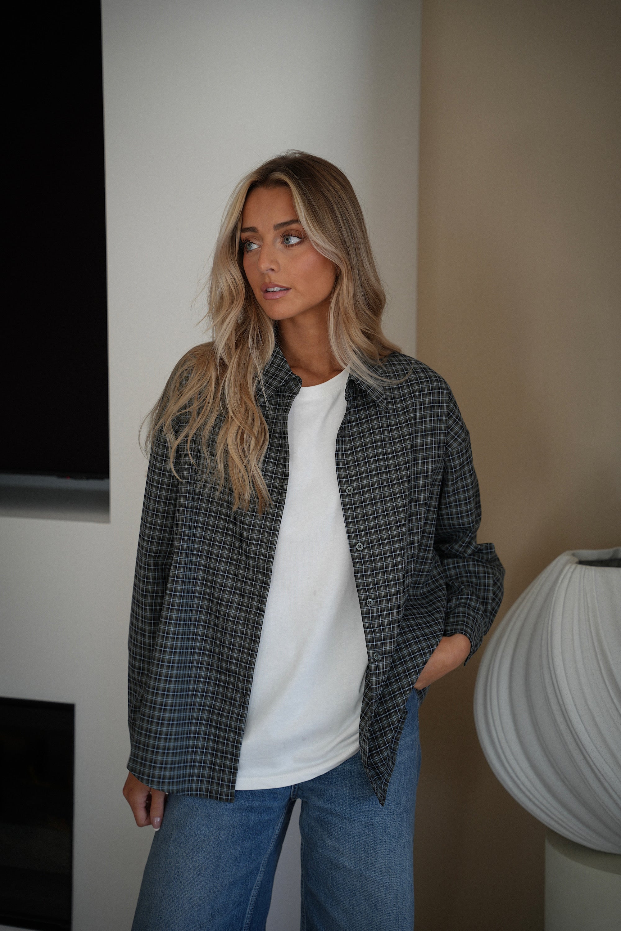 Maelline bleue - Chemise à carreaux