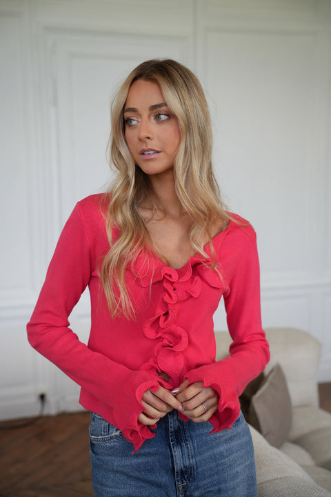 Mona rouge - Gilet volanté