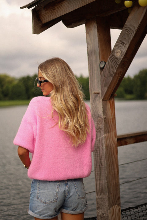 Elsa rose bébé - Gilet boutonné