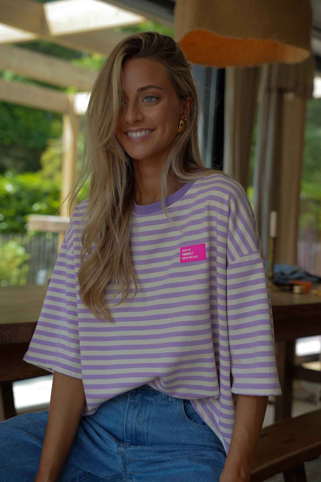 Tony violet - T-shirt rayé