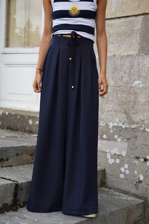 Elia marine - Pantalon droit