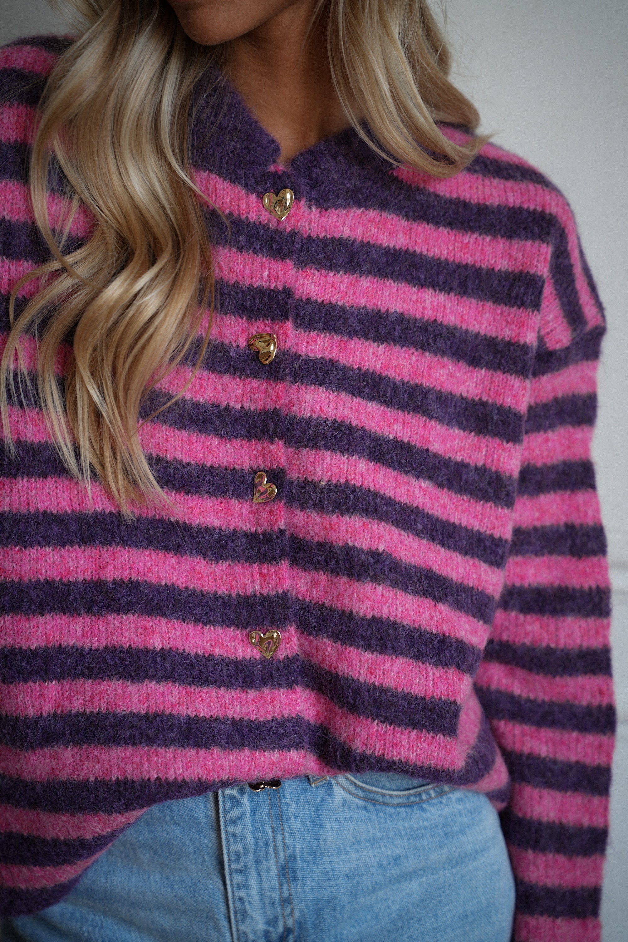 Manolia rose - Gilet rayé