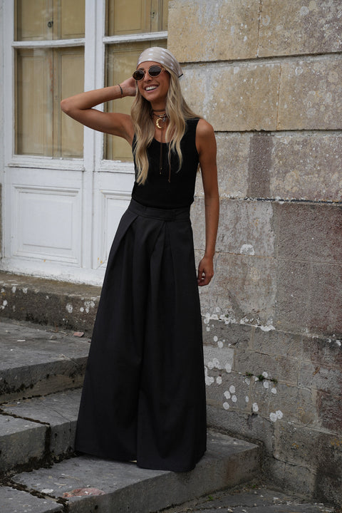 Manolia noir - Pantalon évasé