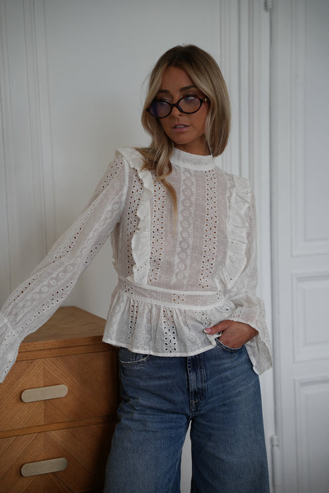 Sonya blanche - Blouse brodée