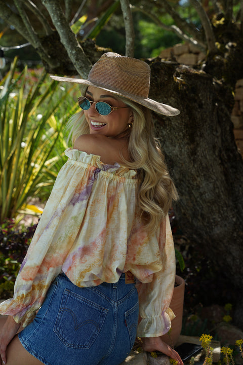 Angella pastel - Blouse col bardot