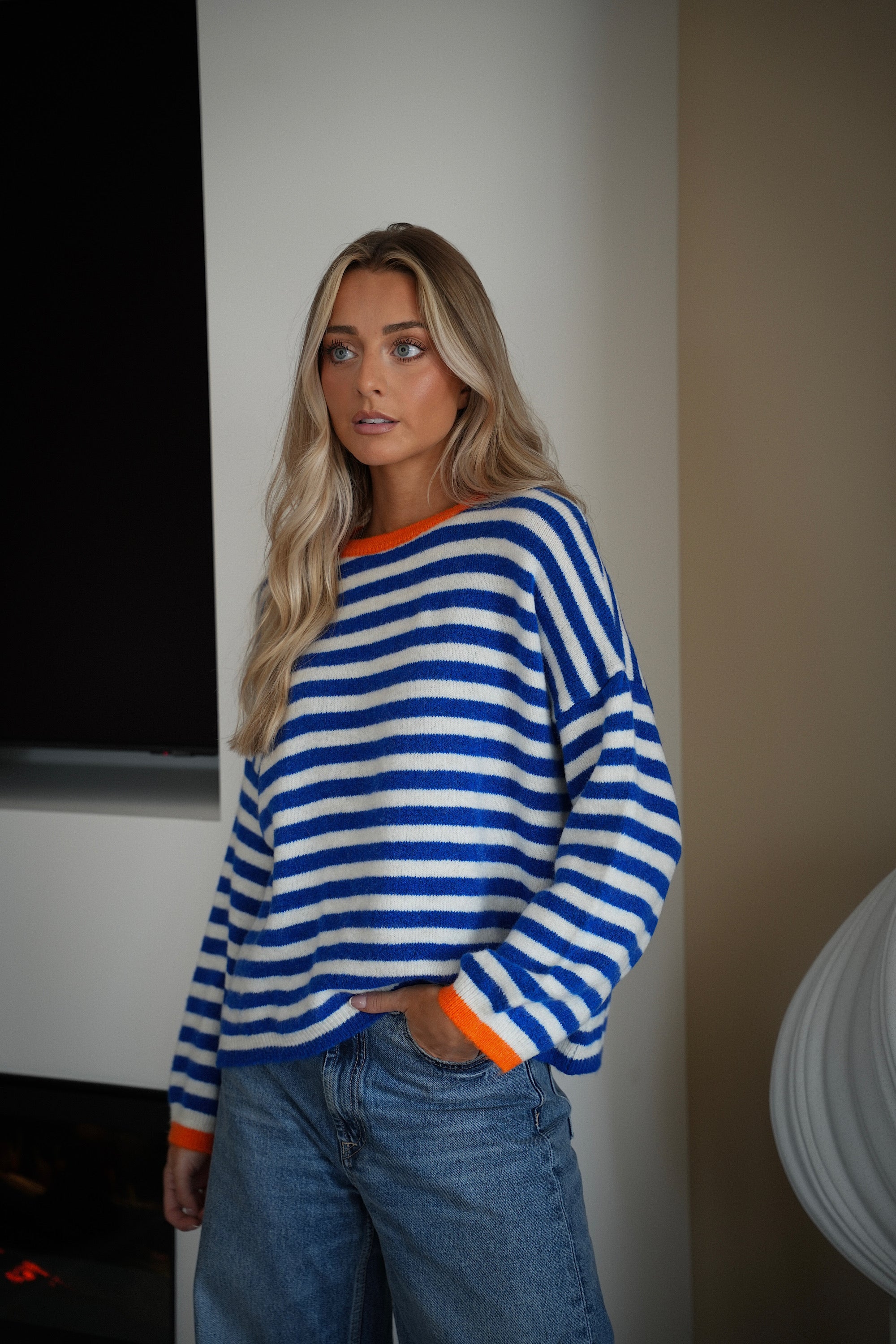 Laora bleu - Pull rayé