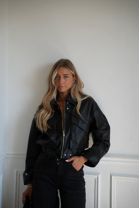 Soly noire - Veste en similicuir