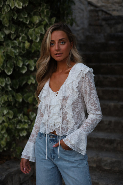 Giada blanche - Blouse dentelle