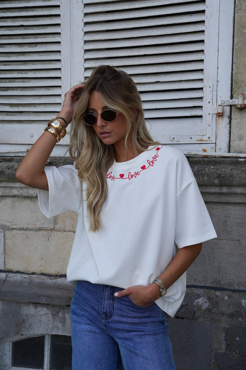 Lizo blanc - T-shirt brodé