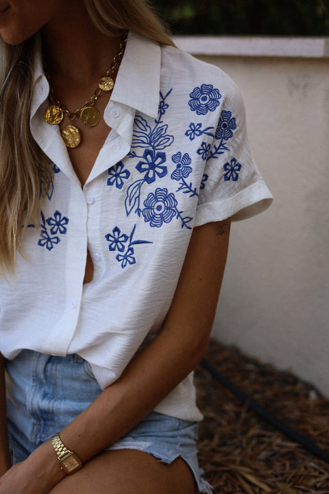 Beck blanche - Blouse brodée