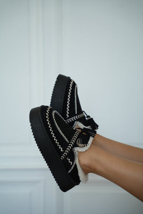 Meissa noires - Mules fourrées