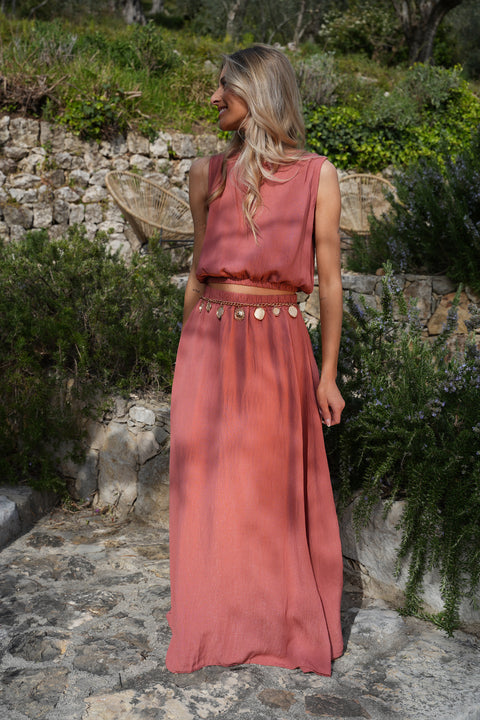 Elize terracotta - Ensemble jupe/top