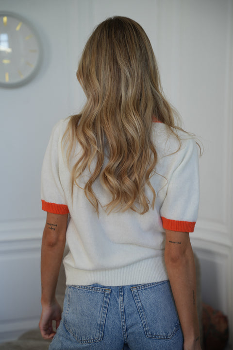 Maé blanc - Pull oranges