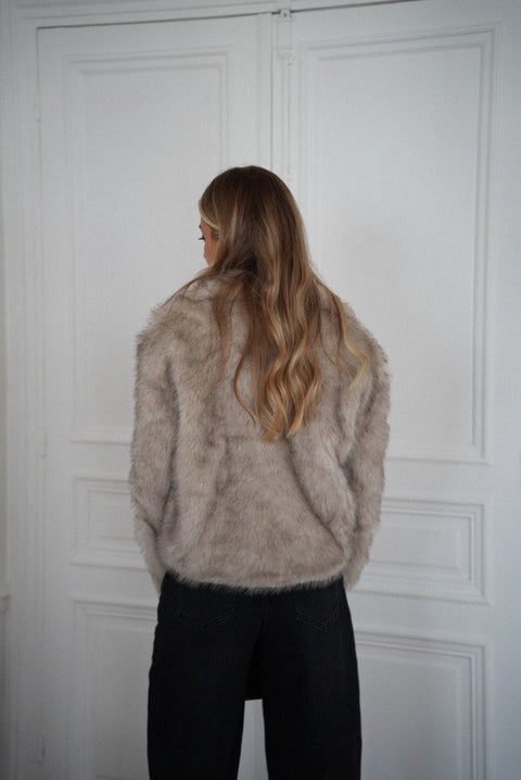 Elody beige - Manteau fourrure