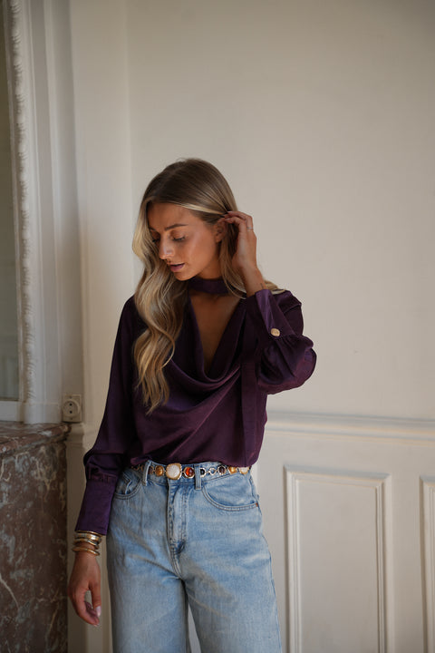 Sandra prune - Blouse fluide